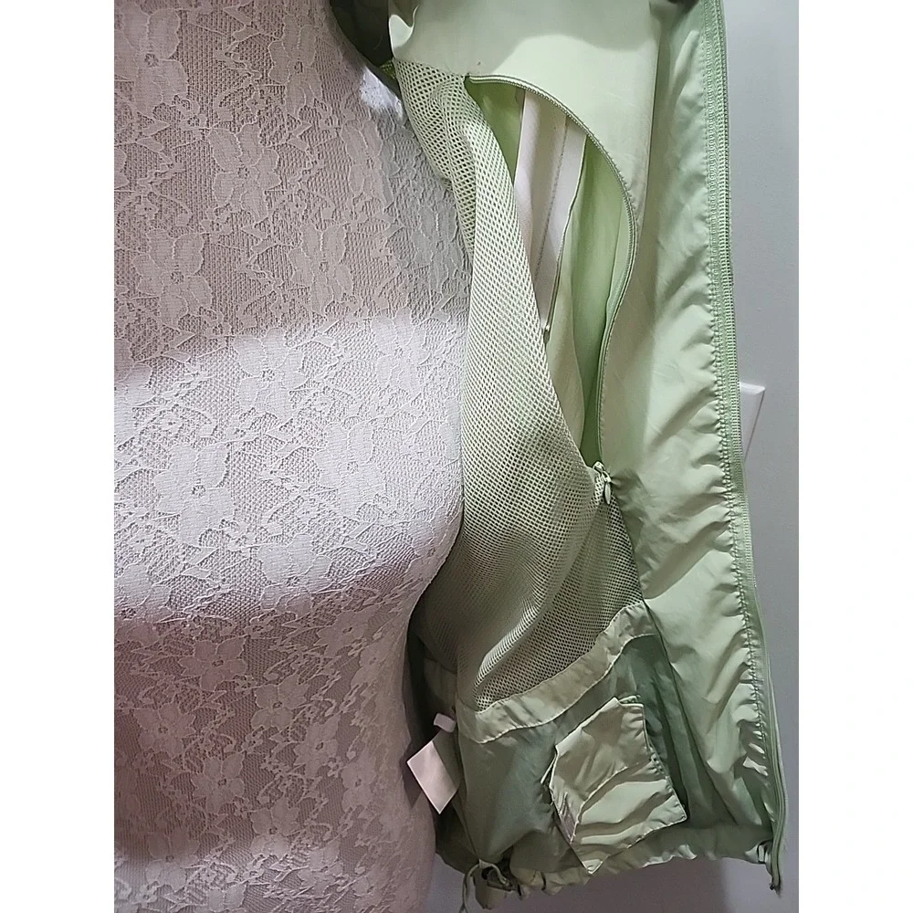 Heritage Cross Women's Windbreaker Jacket M Lime Green White Zip Water Resistant